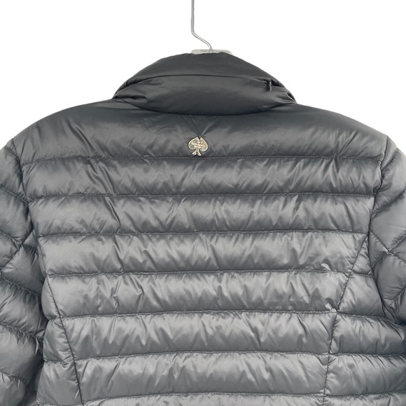 Kate Spade Quilted Down Puffer Full Zip Lightweight Hooded Jacket Black Small P - Picture 11 of 17